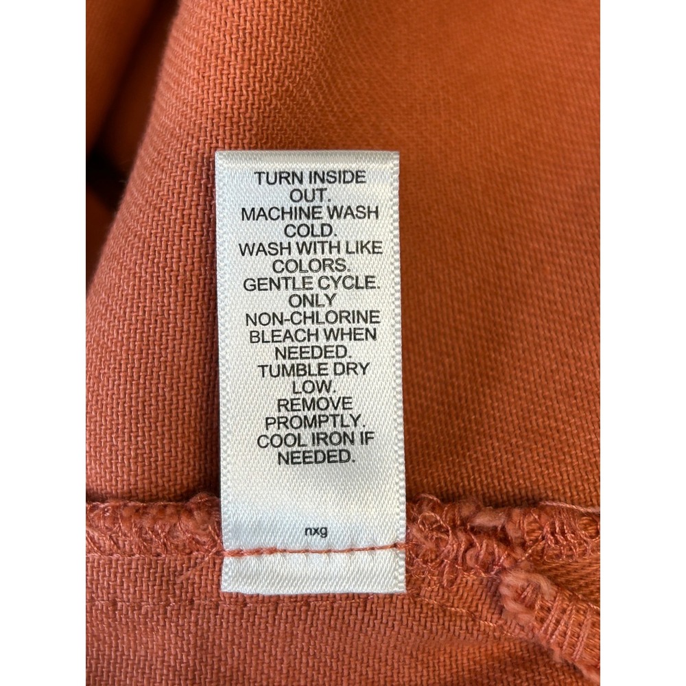 Versona Burnt Orange Raw Hem Button Down Shirt Jacket XL Terracotta Cotton - Picture 9 of 10